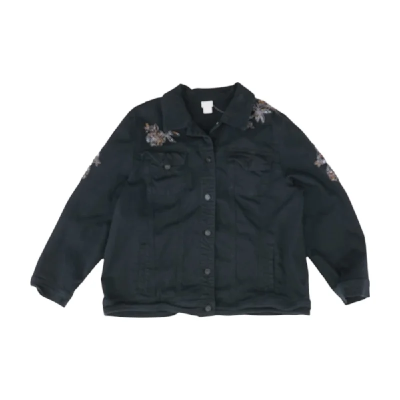 Black Solid Denim Jacket Mesh Jacket Canvas Jacket Denim Jacket