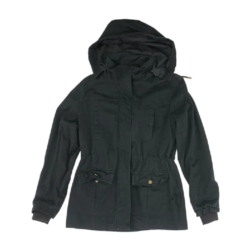 Black Solid Jacket Toggled Jacket Drawstring Jacket Belted Jacket