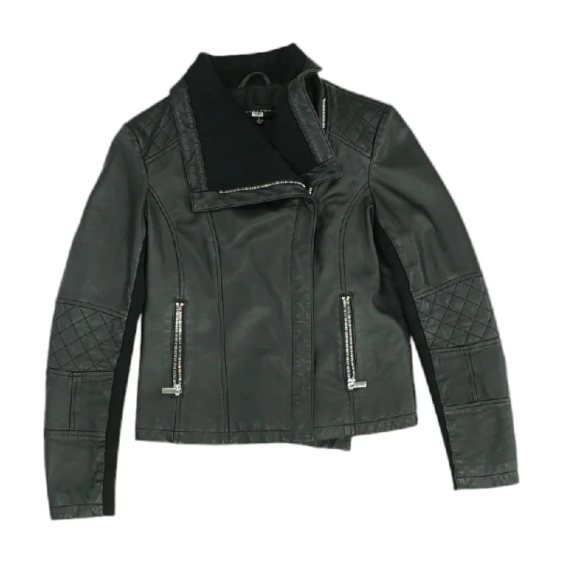 Black Solid Leather Jacket Lace Jacket Ribbed Jacket Sequined Jacket