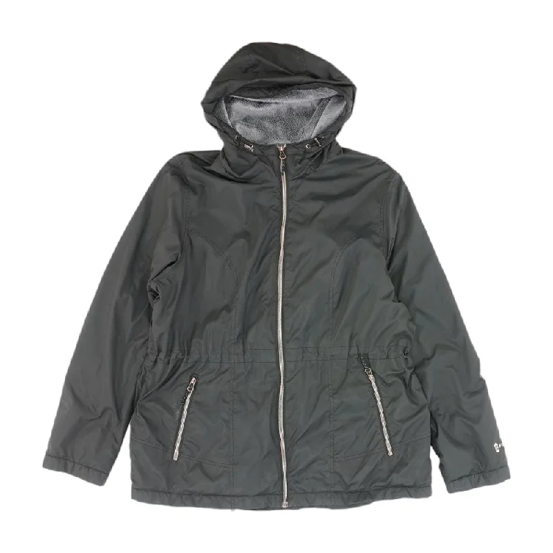 Black Solid Lightweight Jacket Snapped Jacket Toggled Jacket Drawstring Jacket