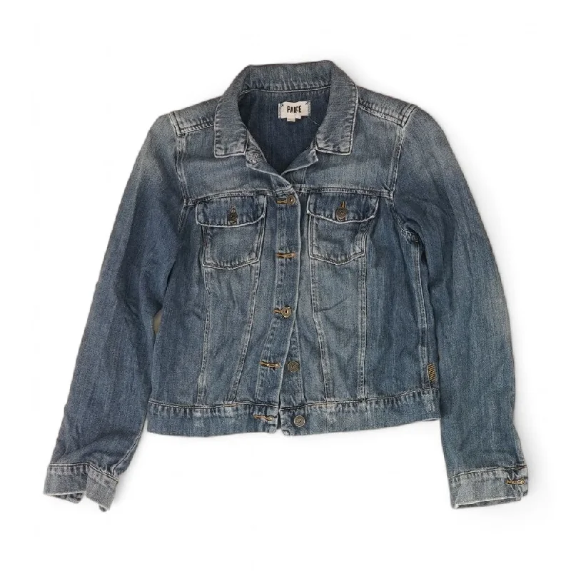 Blue Solid Denim Jacket Mesh Jacket Canvas Jacket Denim Jacket