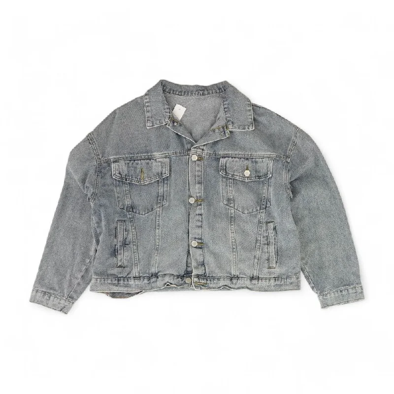 Blue Solid Denim Jacket V-Neck Jacket Boat Neck Jacket Square Neck Jacket