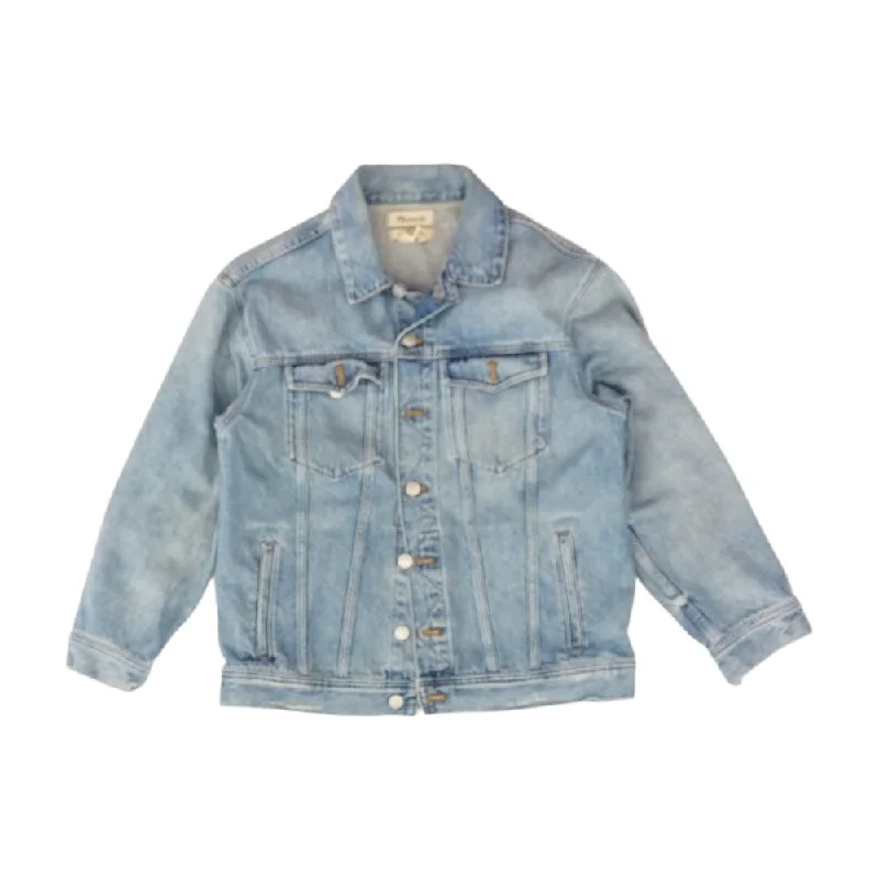 Blue Solid Denim Jacket Belted Jacket Elasticated Jacket Padded Jacket