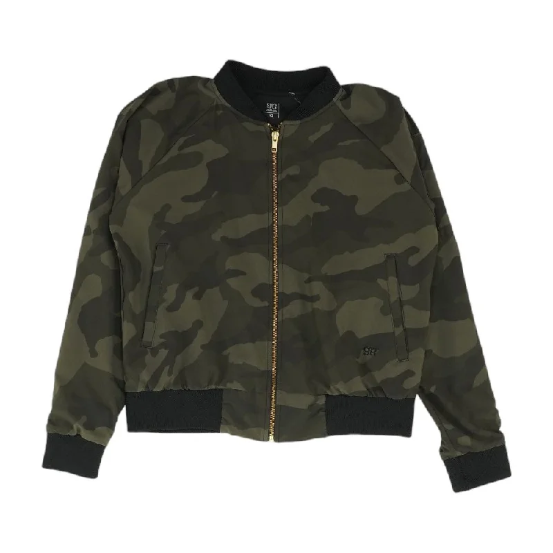 Green Camo Lightweight Jacket Hooded Jacket Caped Jacket Shawl Collar Jacket