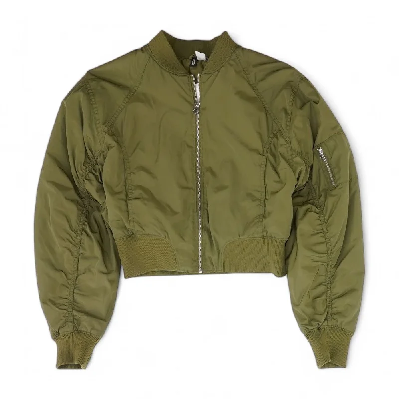 Olive Solid Jacket Fleece Jacket Down Jacket Feather Jacket