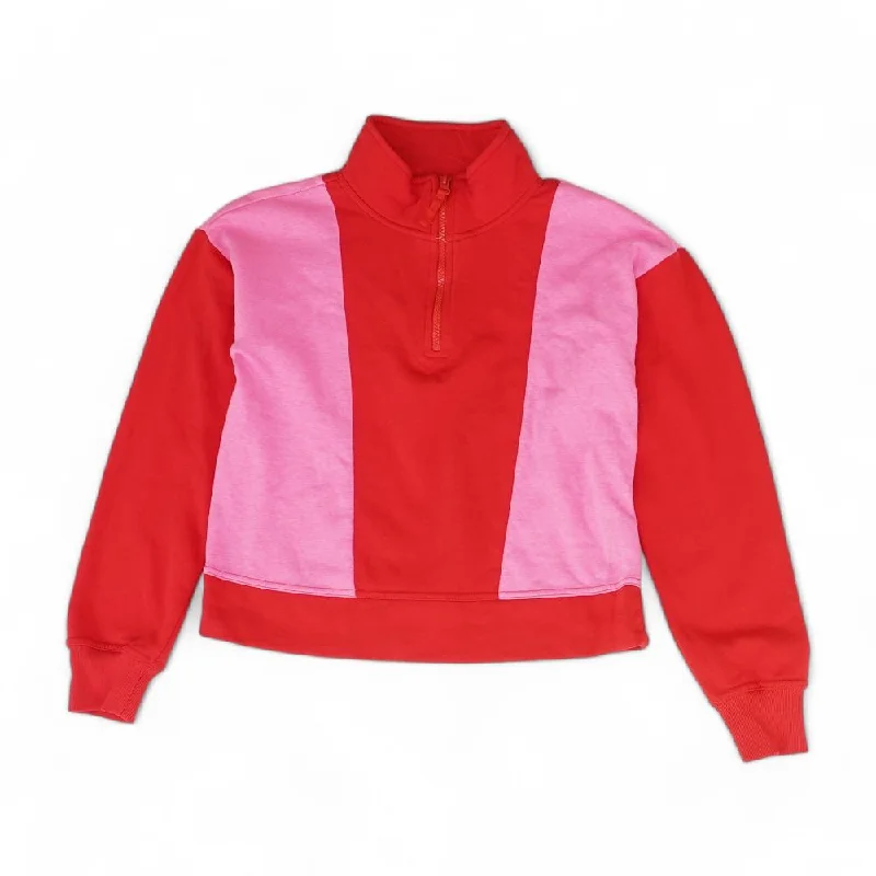 Red Color Block Lightweight Jacket Ribbed Jacket Pleated Jacket Ruffled Jacket