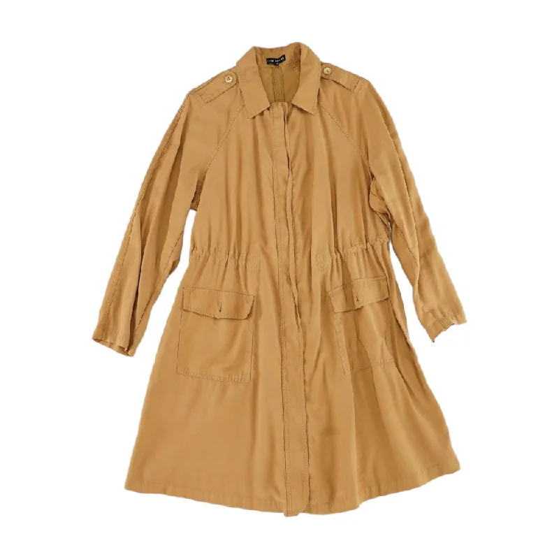 Tan Solid Topcoat Jacket Tailored Jacket Straight Jacket A-Line Jacket