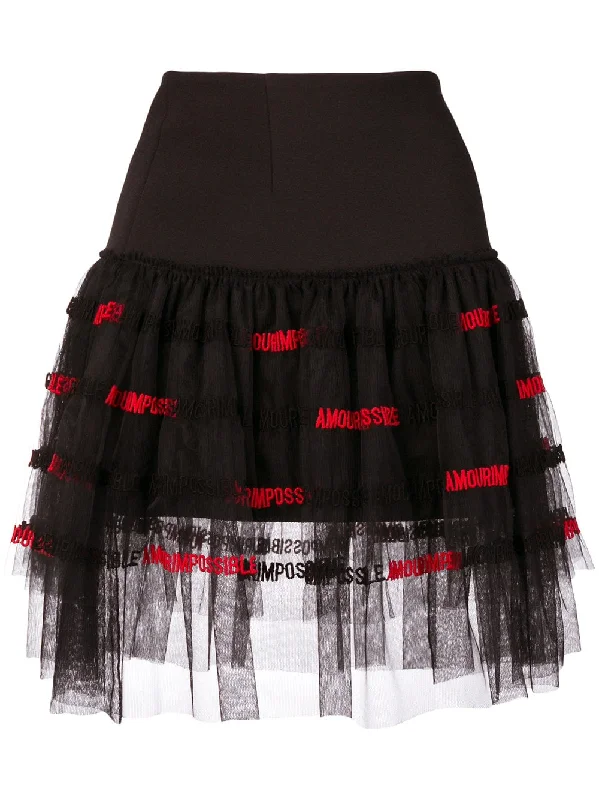 tulle panel skirt denim skirt trendy