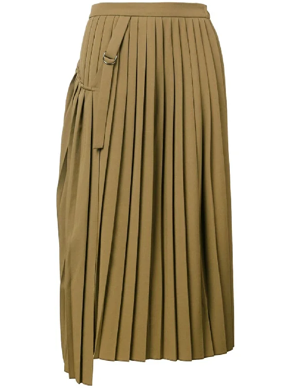 pleated wrap skirt flowy skirt hem