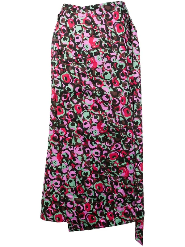 floral print wrap skirt leather skirt bold