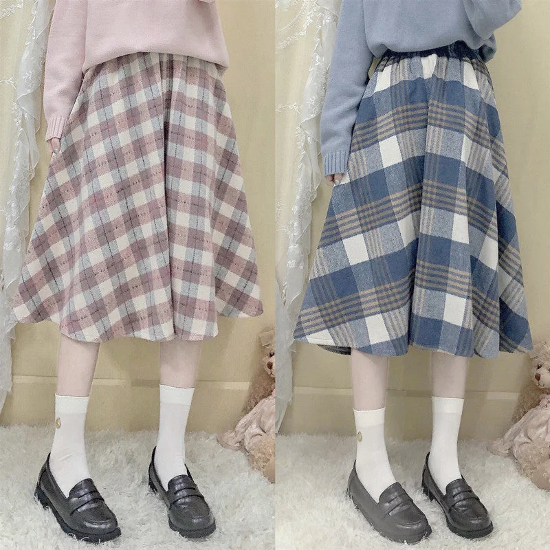 All-match plaid long skirt YV43464 velvet skirt sumptuous