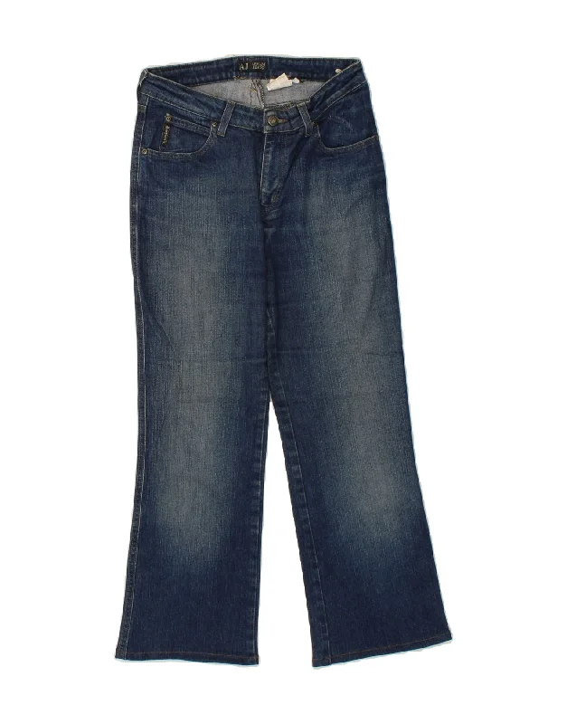 ARMANI Womens Bootcut Jeans W27 L26 Blue Cotton Elegant Wide-Leg Jeans