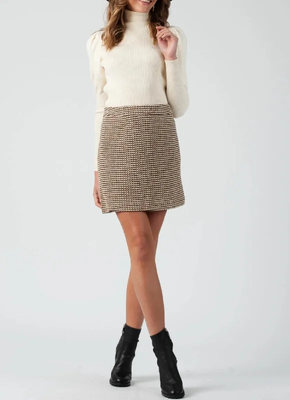 Bianca A-Line Mini Skirt In Beige low waist skirt