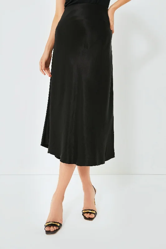 Black Shaped Hem Bias Slip Skirt chiffon skirt flowing