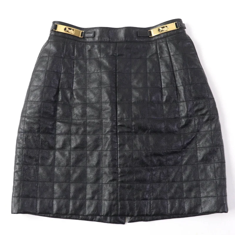 Celine Quilted Leather Mini Skirt with Metal Logo silk skirt luxurious