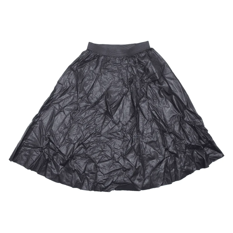 CRH CLOCKHOURSE Faux Leather Womens Flare Skirt Black Knee Length Viscose S linen skirt natural