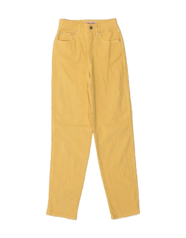 CRISTIANO FISSORE Womens Tapered Jeans W27 L29  Yellow Linen Comfortable Low-Rise Jeans