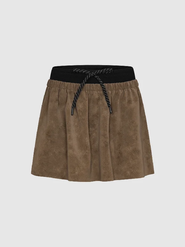 Drawstring A-Line Skirts denim skirt durable