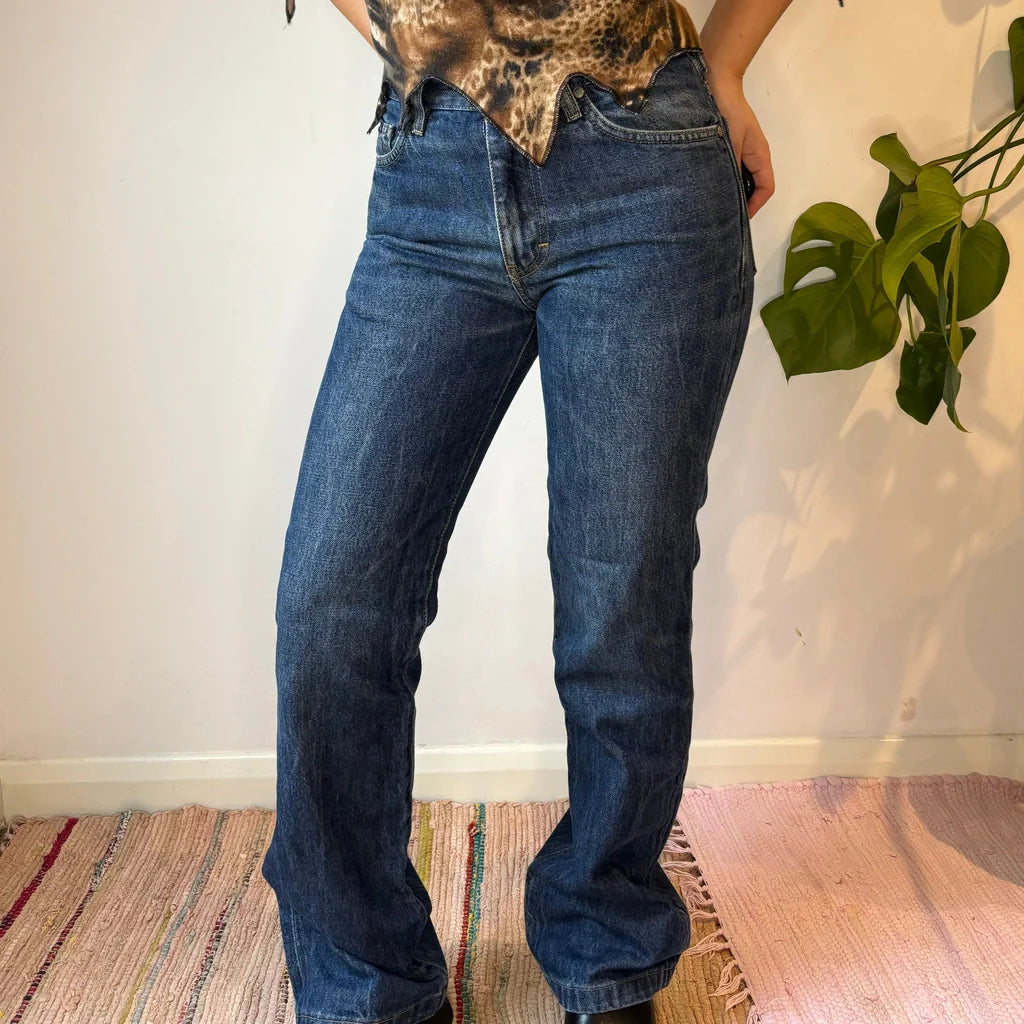 Gas Jeans - 28W UK 8 Blue Cotton Trendy Bootcut High-Waisted Jeans