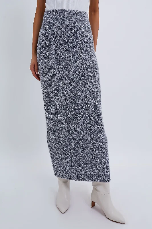 Grey Lynette Cable Skirt belted skirt waist