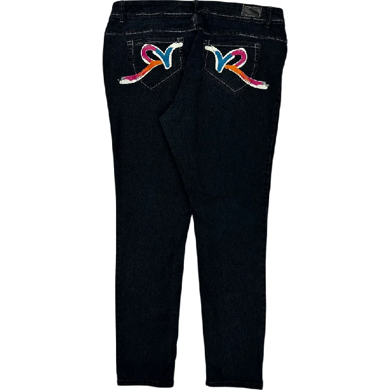 Hip Hop Rocawear Embroidered Jeans - 38W 32L - Black Cotton Blend Classic Button Fly Jeans