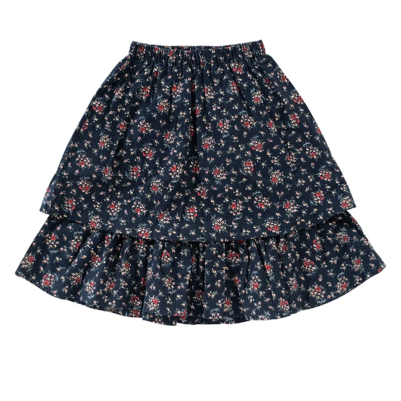 Kipp Navy Bud Layer Skirt corduroy skirt cozy