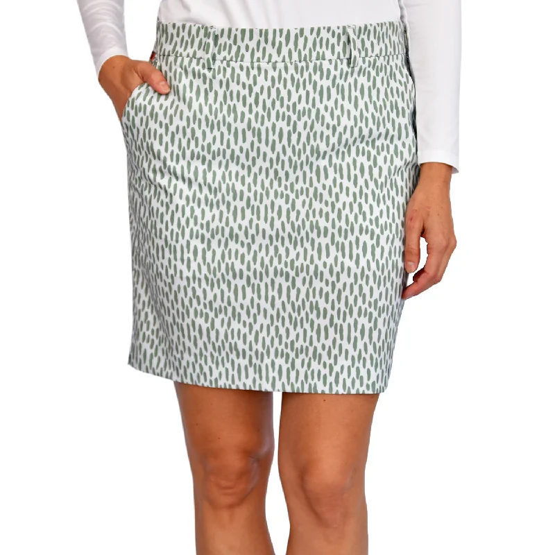 KJUS Women's Ice Skort Print 16.5" - Silver Fog/Sage Green linen skirt airy