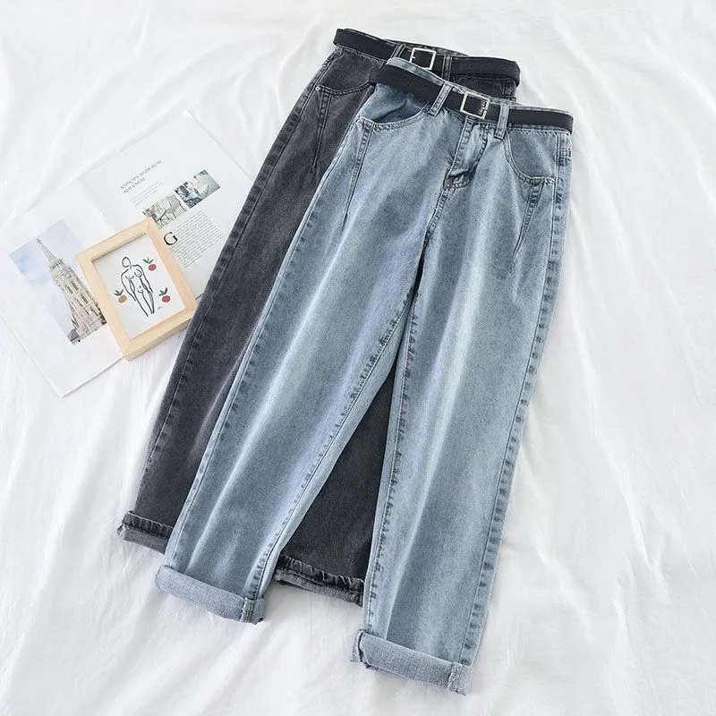 Korean High Waist Jeans Casual Straight-Leg Jeans