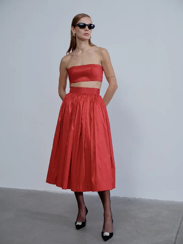 Lou Lou Midi Skirt in Rouge high waist skirt