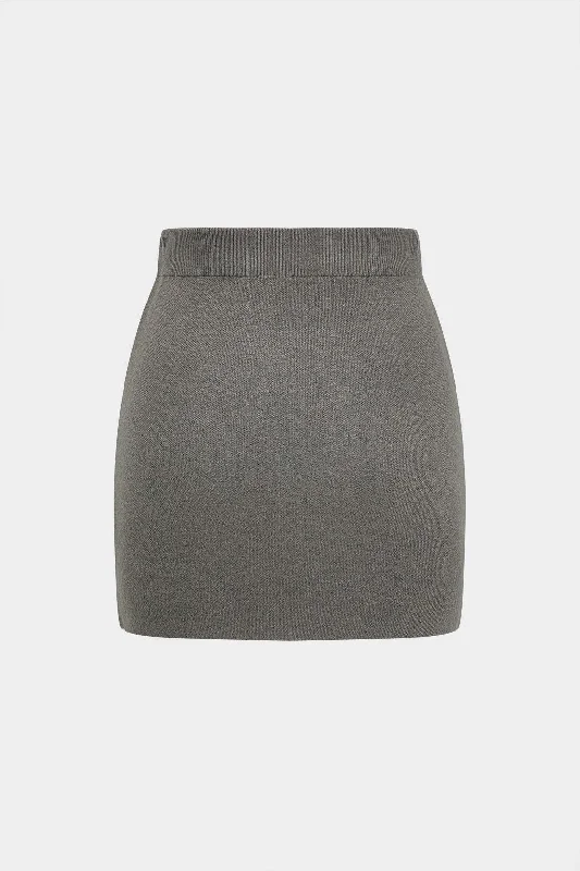 Basic Solid Knit Mini Skirt silk skirt elegant