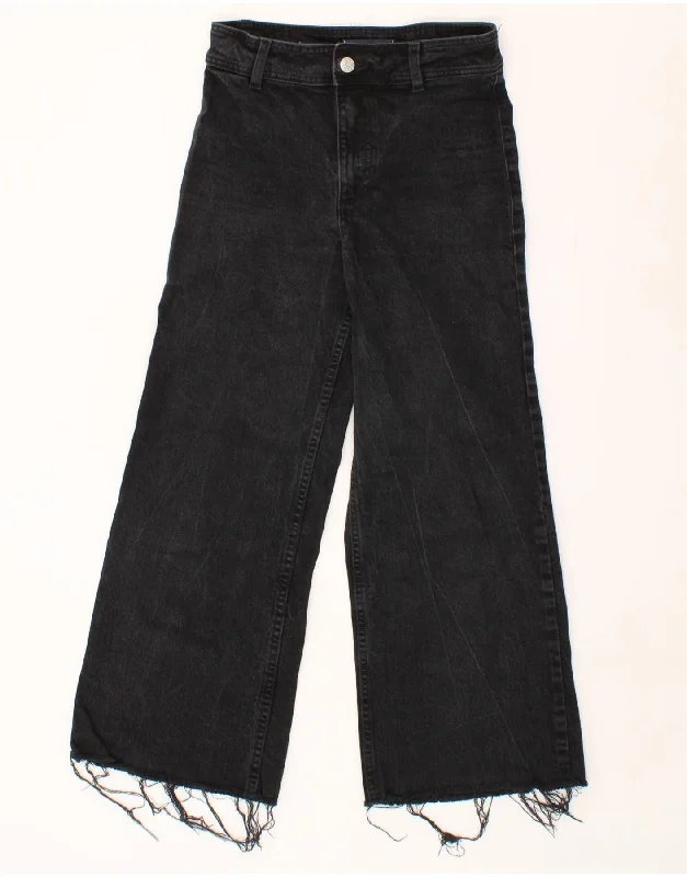 MNG Womens Wide Leg Jeans W28 L26 Black Cotton Stylish Cargo Style Jeans