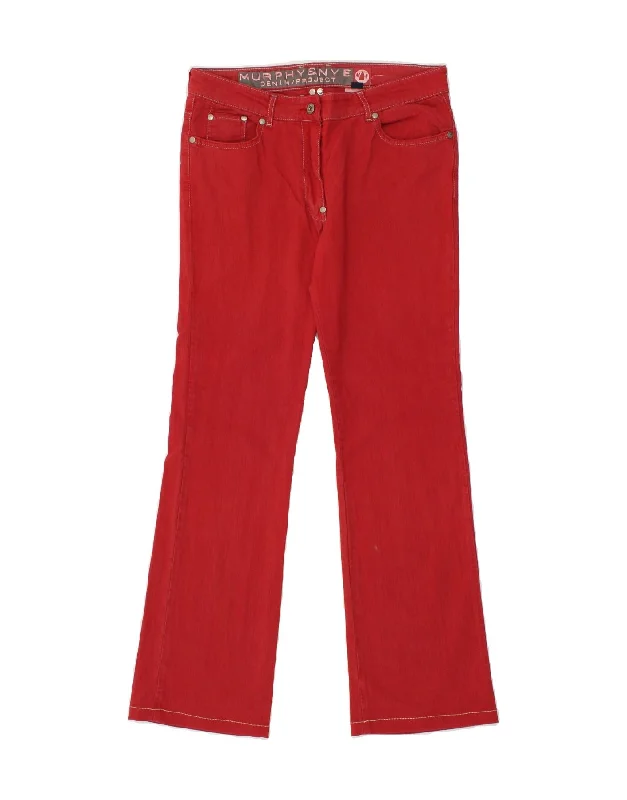 MURPHY & NYE Womens Bootcut Jeans W31 L30  Red Cotton Elegant High-Waisted Flared Jeans