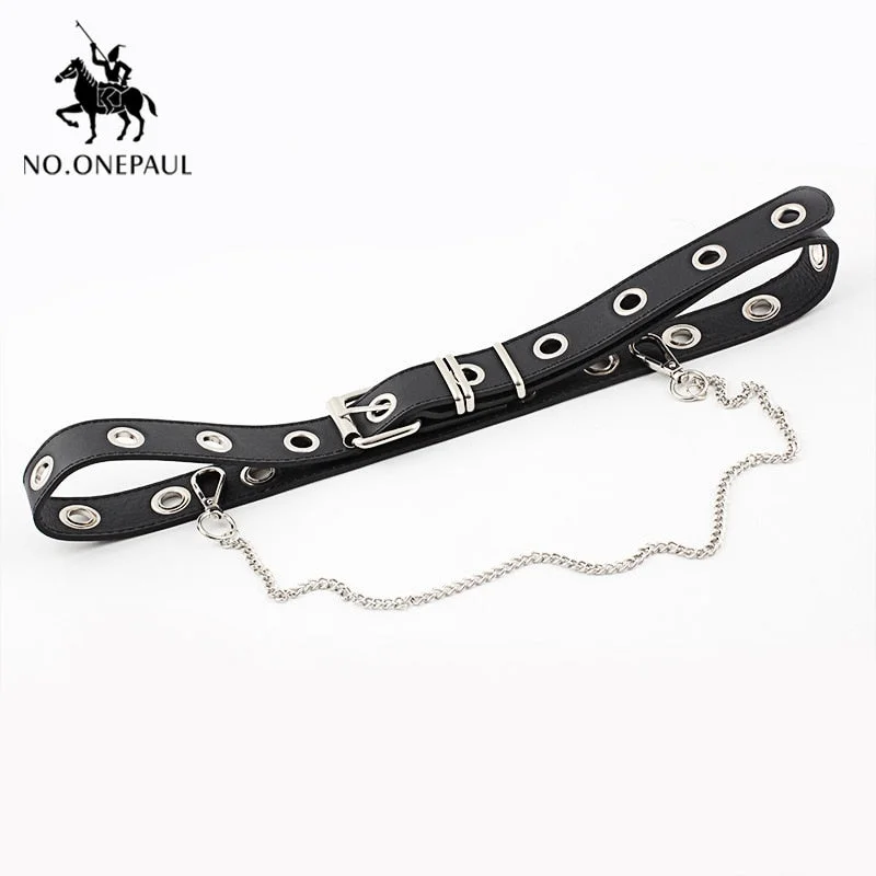 NO.ONEPAUL women  belt new punk fashion belts for women High-quality belt Single Stomata Retro Jeans belt ornaments belts women Chic Cropped Jeans