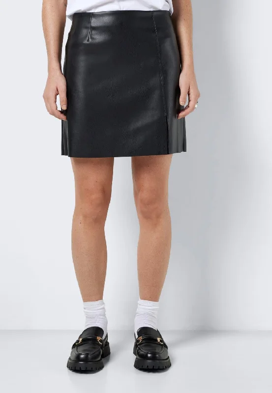 Noisy May - Clara Penny Pu Slit Black - Mini Skirt modal blend skirt