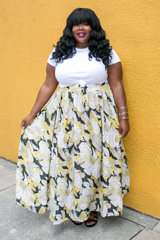 Twirl Maxi Skirt with Pockets - Yellow lace skirt romantic