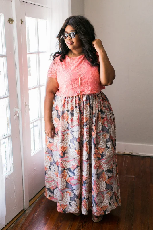 Twirl Maxi Skirt with Pockets - Salmon corduroy skirt textured