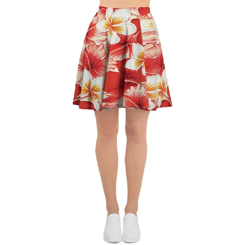 Red And White Hibiscus Hawaiian Print Women's Skirt tulle skirt dreamy