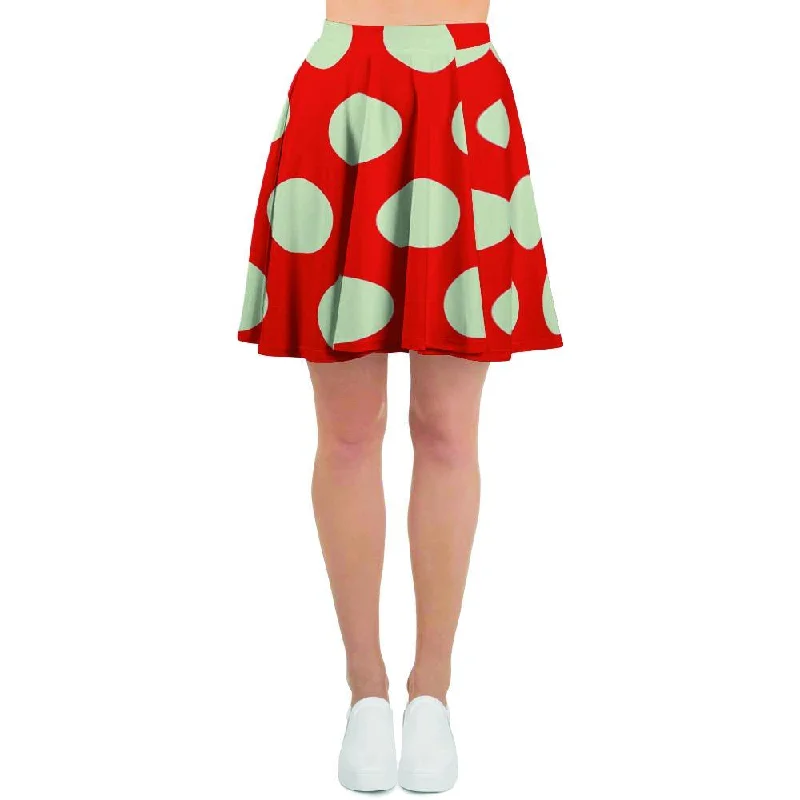 Red And White Polka Dot Women's Skirt leather skirt bold