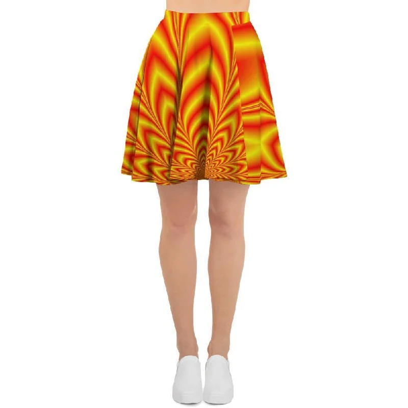 Red and Yellow Abstract Optical illusion Women's Skirt tiered skirt playful