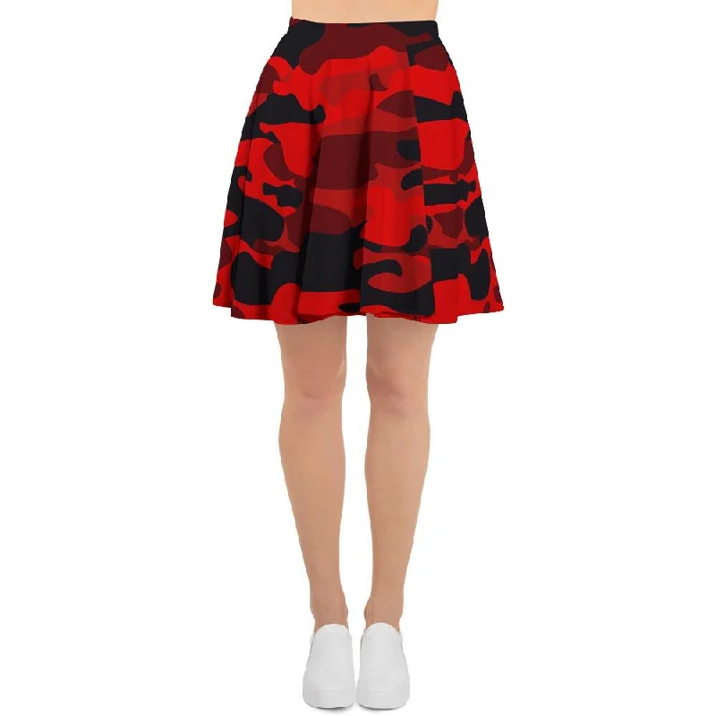 Red Camo Print Women's Skirt velvet skirt plush