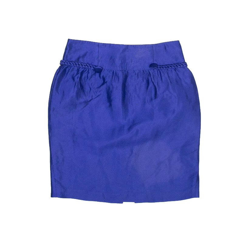 REISS Short Pencil Skirt Blue Silk Satin Womens UK 8 denim skirt trendy