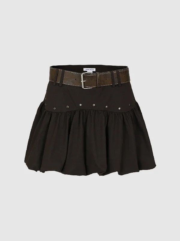 Ruffle Hem A-Line Skirts denim skirt casual