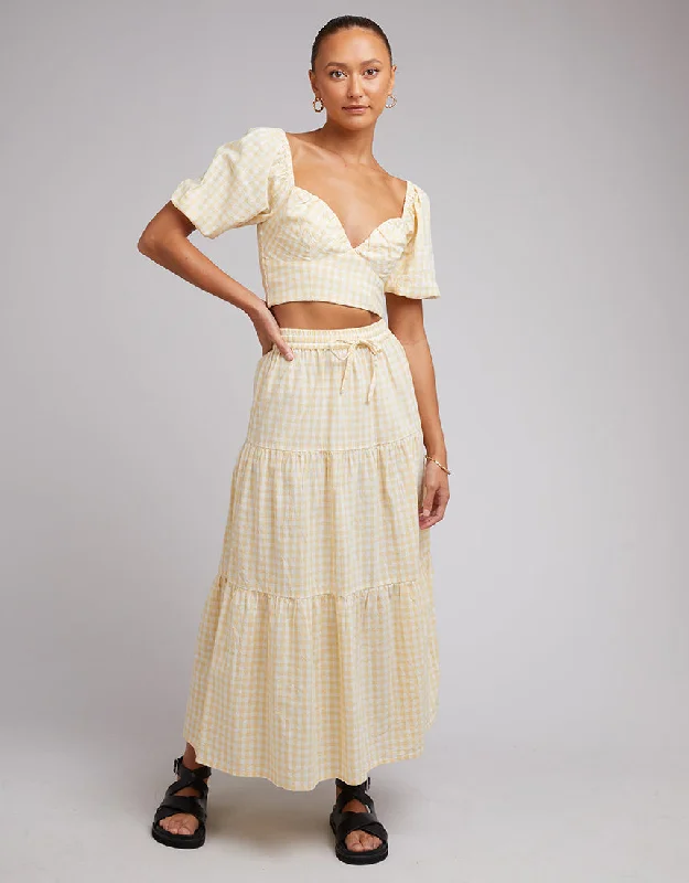 Silent Theory Bailey Maxi Skirt Lemon elastic waist skirt