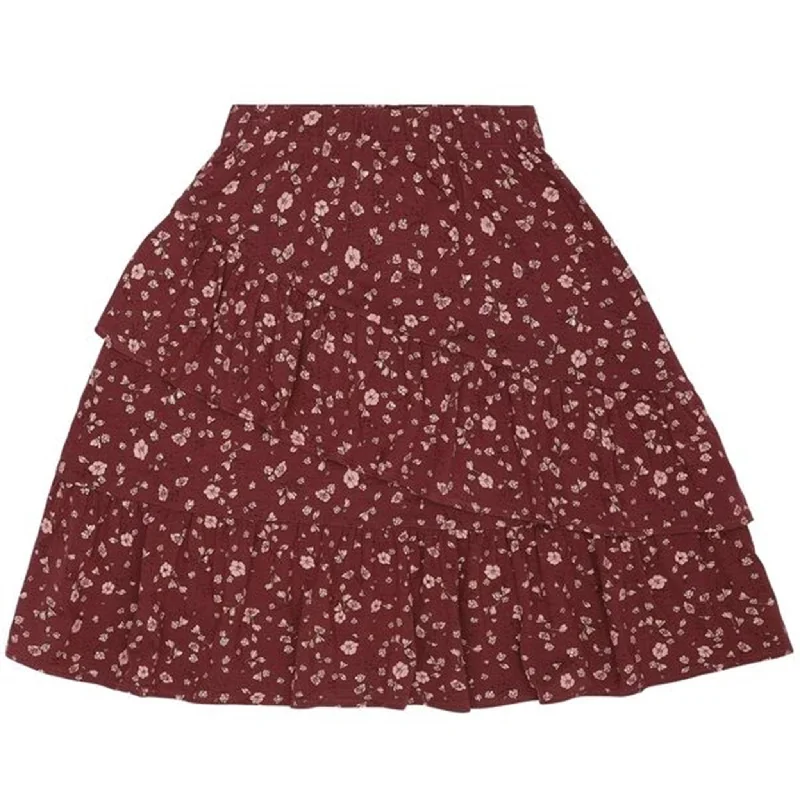 Soft Gallery Oxblood Red Flowery Fine Skirt chiffon skirt delicate