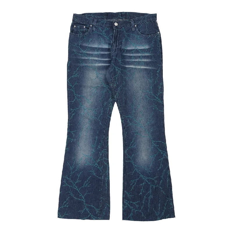 Versace Jeans Couture Flared Jeans - 32W UK 10 Blue Cotton Casual Wide-Legged Denim Jeans