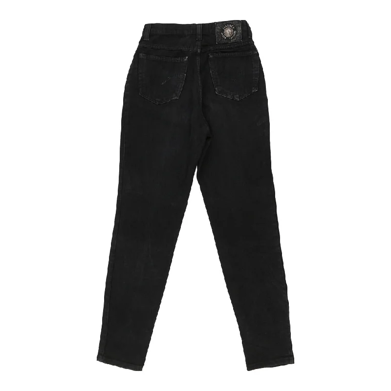 Versace Jeans Couture Jeans - 26W UK 6 Black Cotton Chic Double Waistband Jeans