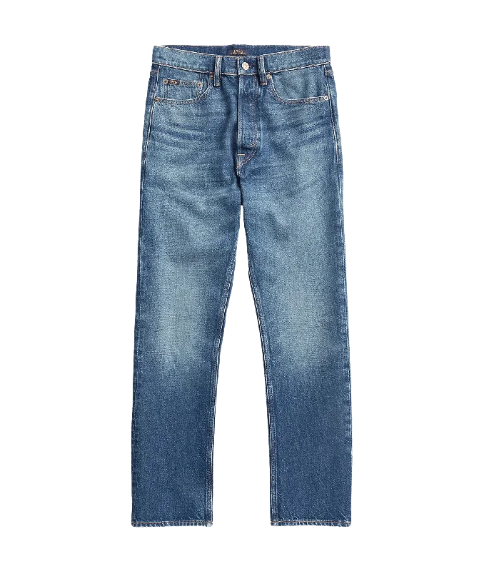 High-rise Relaxed Straight Crop Jean - Blue Fashionable Bootcut Jeans