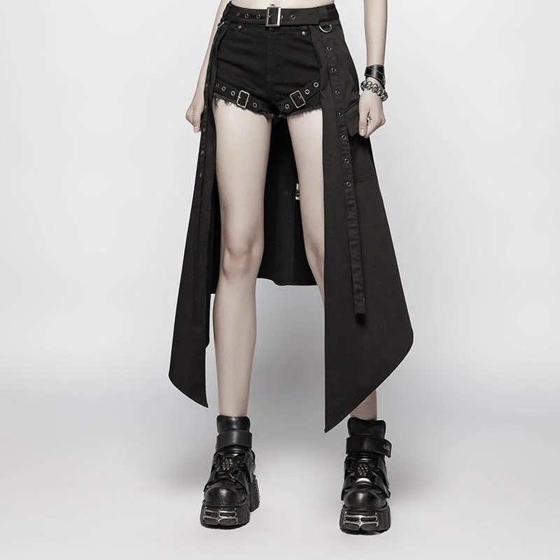 Women's Punk Detachable Overskirt velvet skirt luxurious