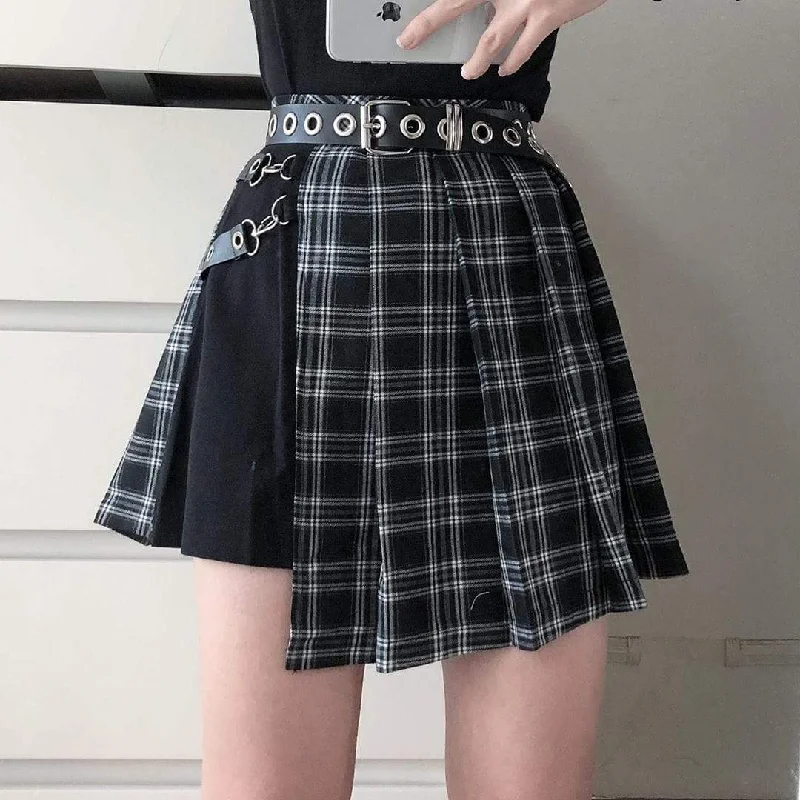 Women's Tartan Pleated Punk Skirt cashmere skirt soft